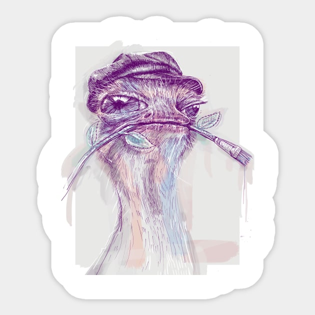 Ostrich Painter Sticker by AhmadMujib